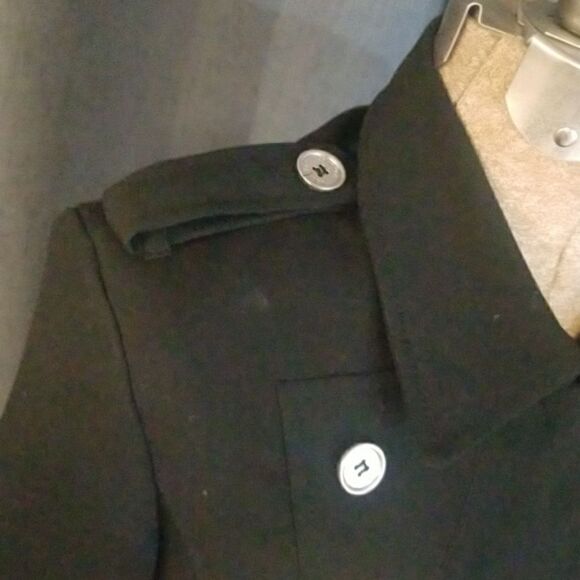 Calvin Klein Women's Double Breasted Military Coat Jacket Black Skater Flared 8 - Picture 10 of 15